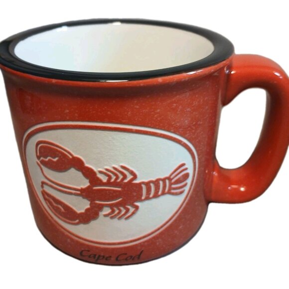 Cape Shore Cape Cod Lobster Speckled Camp Style Coffee Mug Red Black Heavy - Picture 1 of 9